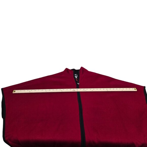 Anne Klein Cape Poncho Knit Sweater Size XL Red Full Zip Cardigan *Holes* - Picture 6 of 10